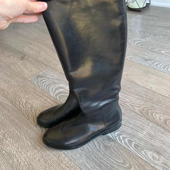 EMPORIO ARMANI BLACK LEATHER HIGH BOOT 36 - Picture 6 of 8